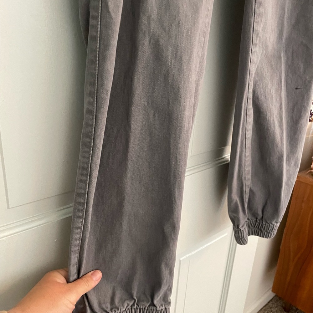 Euc Gray Amazon Basic Chino Elastic Waist Joggers… - image 3